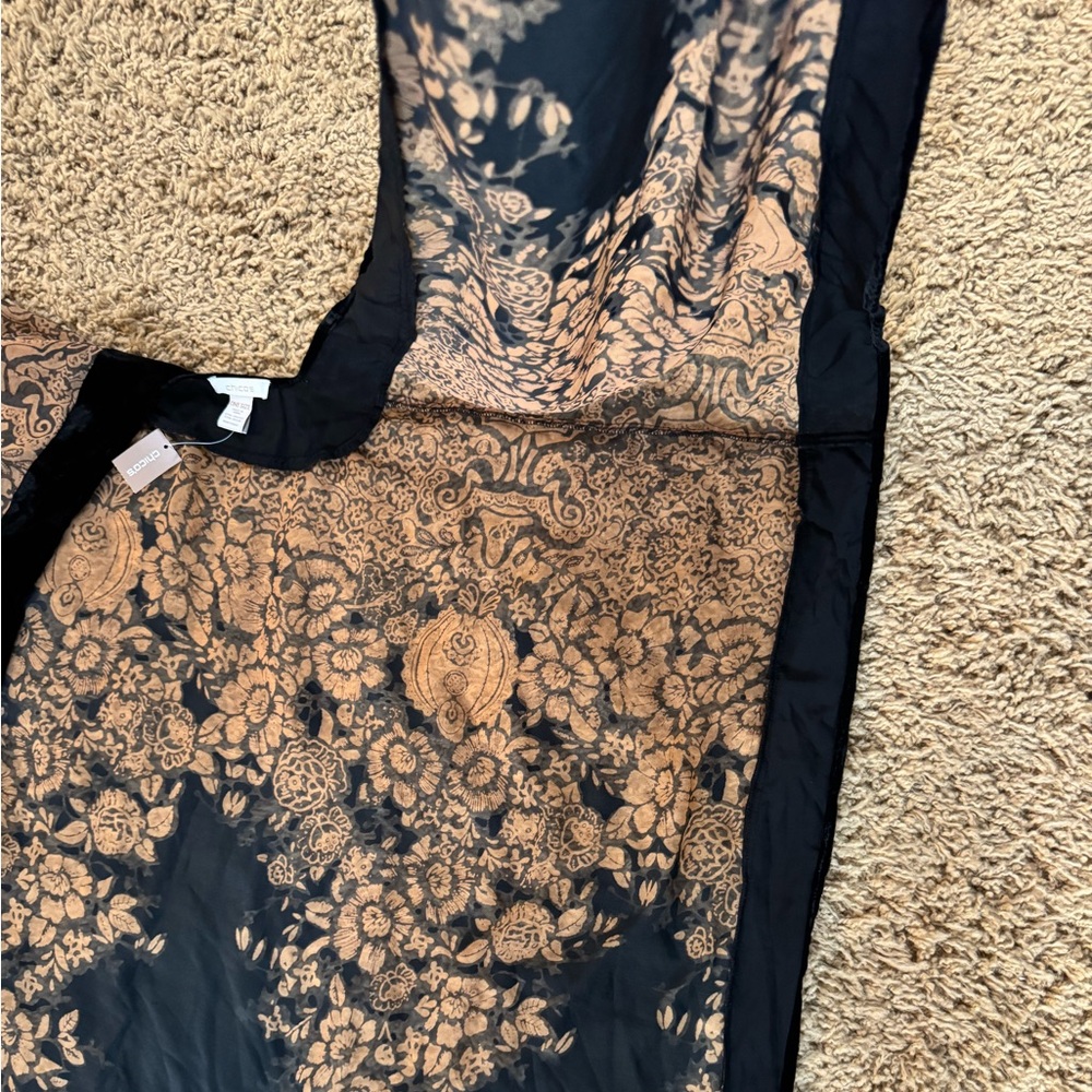 NWT Chico's Black/brown Velvet Floral Sheer Ruana Coverin - Picture 12 of 14